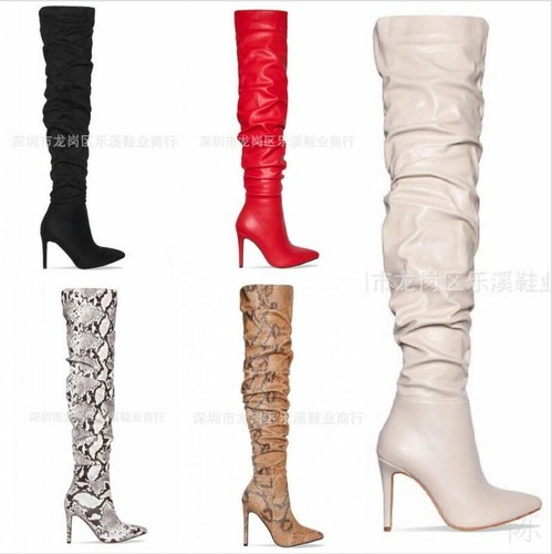 thigh high printed boots